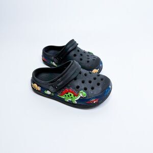 Kids Cute and Comfy Black Dinosaur Clogs Size 7